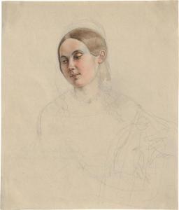KALLMEYER Friedrich Christian 1804-1868,Bildnis eine jungen Frau, im Arm ein Vogel,Galerie Bassenge 2022-12-01