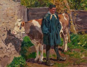 KALLMORGEN Friedrich 1856-1924,Nördlingen Farmer with Cow,1913,Van Ham DE 2024-01-30