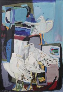 KALMIK Ercument 1908-1971,Composition with seagulls,1960,Ankara Antikacilik TR 2015-11-15