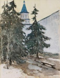 KALMYKOV Ivan Leonidovich 1866-1925,Monastery in Winter,1916,MacDougall's GB 2023-03-25