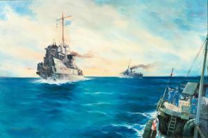 KALOGEROPOULOS Leon 1928-2002,Le destroyer 'Adrias',1942/45,Bonhams GB 2021-11-24