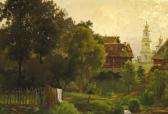 KAMENEV Lev Lvovich 1833-1886,Summer day in a Russian village,Bruun Rasmussen DK 2017-06-09