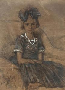 KAMINSKI Anton 1861-1933,Portret siedzącej dziewczynki,1920,Sopocki Dom Aukcjny PL 2023-09-20