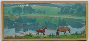 Kaminskii Emanuel Abramovitch 1927-2009,in the morning Landscape depicting horses,Dickins 2017-12-08