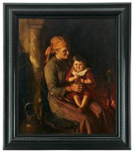 KAMKE Ivar 1882-1936,Kvinna med barn vid spisen,1924,Uppsala Auction SE 2023-08-15