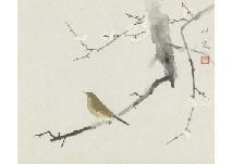 Kanashima Keika 1892-1974,A bush warbler,Mainichi Auction JP 2022-01-14