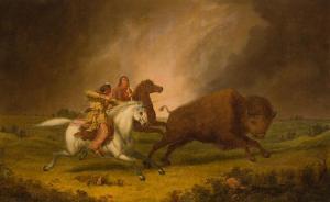 KANE PAUL 1810-1871,Assiniboine Hunting Buffalo,1855,Heffel CA 2021-12-01