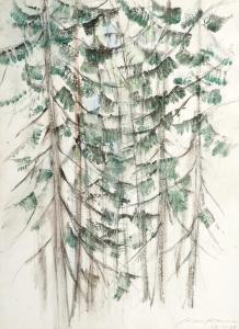 KANERVA Aimo 1909-1991,SPRUCE TREES.,1983,Bukowskis SE 2012-04-22