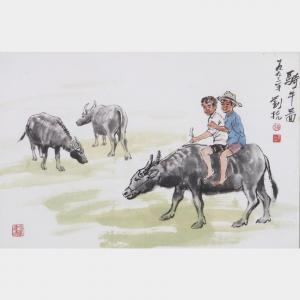 KANG LIU 1911-2004,Boy Riding Buffalo,1993,33auction SG 2024-01-20