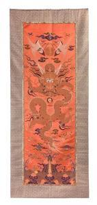 KANGXI 1654-1722,A fine coral-red silk brocade chair cover,Dreweatts GB 2014-11-10