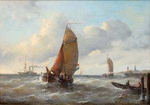 KANNEMANS Christiaan Cornelis 1812-1884,Dutch sailing ships and a paddle-steamer near th,Venduehuis 2023-11-15