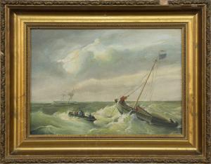 KANNEMANS Christiaan Cornelis 1812-1884,SHIPS IN ROUGH SEAS,McTear's GB 2023-02-01