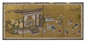 KANO SCHOOL,A Four-Panel Floor Screen,19th century,Hindman US 2017-09-25