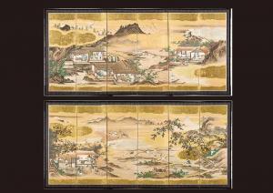 KANO YUSEI kuninobu 1788-1840,Japanese folding screen,Mainichi Auction JP 2009-09-02