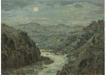 KANOKOGI Takeshiro 1874-1941,Landscape at Moonlit night,Mainichi Auction JP 2020-07-18