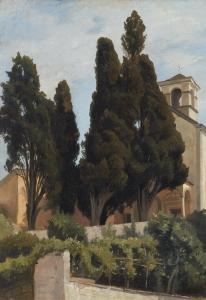 KANOLDT Edmund Friedrich 1845-1904,Cypresses in Front of the Church in Brissago,Lempertz 2022-05-21