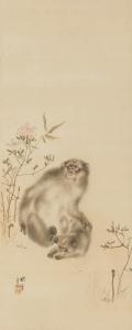 KANSETSU HASHIMOTO 1883-1945,Twin Monkey,Mainichi Auction JP 2023-04-29