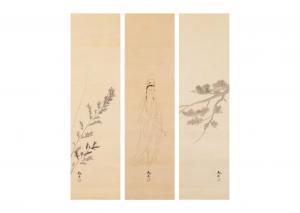 KANZAN Shimomura 1873-1930,PINE・GODDESS OF MERCY・BAMBOO,Ise Art JP 2021-07-10