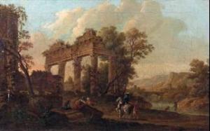 KAPELLER Joseph Anton 1761-1806,Cavalier près d'un temple en ruine,1771,Daguerre FR 2013-02-27