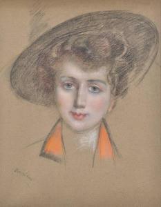 KAPLAN Jacques 1872,Portrait de jeune-femme au chapeau,Hotel Des Ventes Mosan BE 2013-10-16