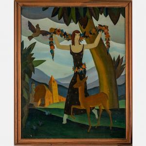 KAPLAN Philip 1903-1990,Landscape with Figure,Gray's Auctioneers US 2023-09-27