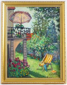 KAPLON Arie 1909-1995,My Home, A summer garden scene with a deck c,20th century,Claydon Auctioneers 2021-04-08