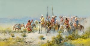 KARAZIN Nikolai Nikolaevich 1842-1908,Cavalcade with flags and musical instrume,1894,Galerie Koller 2024-03-22