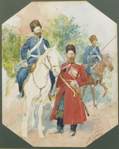 KARAZIN Nikolai Nikolaevich 1842-1908,Cossack soldiers,Christie's GB 2007-09-12