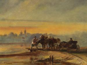 KARAZIN Nikolai Nikolaevich 1842-1908,Three at a watering hole,Sovcom RU 2024-11-21