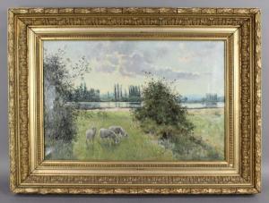 KARCHER Gustave 1831-1908,Moutons paissant près de la rivière,Auxerre Enchères FR 2017-11-26