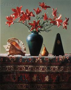 Karen Horn 1946,Red Lilies/Blue Vase,1993,Skinner US 2014-02-07