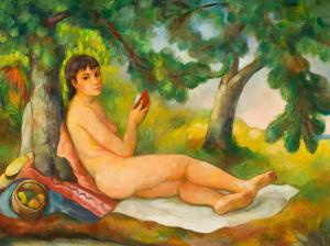 KARFIOL Bernard 1886-1952,Christina, Reclining Nude in the Woods,Barridoff Auctions US 2024-04-13