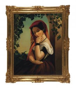 KARGL Franz 1834,Portrait of a girl seated by an ivy covered window,Christie's GB 2012-06-19