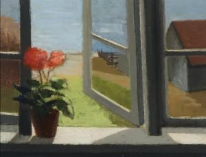 KARKOV Jens 1919-1989,Red geranium in a window,Bruun Rasmussen DK 2019-10-08