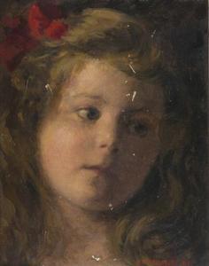KARLINSKY Anton Hans,Porträt eines Mädchens mit roter Haarmasche,1913,Palais Dorotheum 2018-12-13