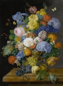 KARMANN PETER,Still life of flowers with butterflies,1825,Galerie Koller CH 2011-03-28