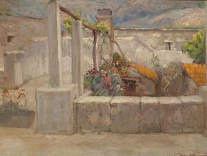 KARPATHY Eugen 1870-1950,Terrace in the South,Palais Dorotheum AT 2012-12-11