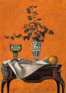 KARPATI Eva 1936,Still life with table,Nagyhazi galeria HU 2020-12-02