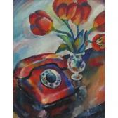 KARPENKO Marina 1960,still life dial telephone and flowers,Eastbourne GB 2017-05-11