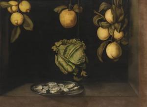 KARSLAKE Paul 1958-2020,Apples, lemons and a cauliflower hanging over a pl,Christie's GB 2004-08-26