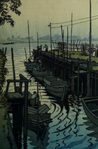 KASAMATSU Shiro 1898-1991,Ferry at Edogawa River in Imai,1930,Clars Auction Gallery US 2019-04-13