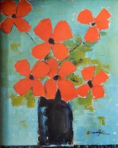 KASIK Clifford 1918-2010,Red Flowers and Black Vase,Rachel Davis US 2014-10-25
