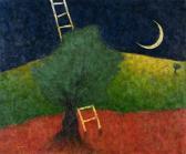 KASSIRER MOSHE 1977,(Ladder, Tree and Moon),Mossgreen AU 2017-10-12