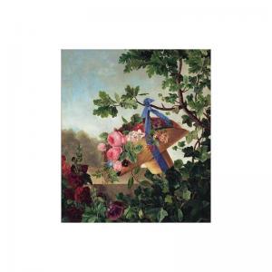 KASTRUP Emilie 1800-1800,EN STRÅHAT MED BLOMSTER (FLOWERS IN A STRAW HAT),1841,Sotheby's 2002-06-13