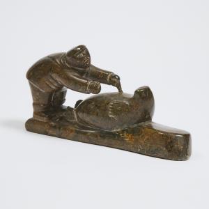 KASUDLUAK PAULOSIE 1938,HUNTER PREPARING SEAL,1950,Waddington's CA 2023-03-23