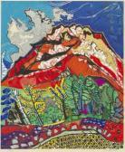 KATAOKA Tamako 1905-2008,Red Mt. Fuji from fifth station,1993,Mainichi Auction JP 2022-07-16