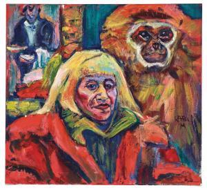 KATOL Guido 1962,Bildnis mit einem Affen,1984,Palais Dorotheum AT 2023-12-21