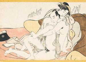 KATSUKAWA SCHOOL (XIX),a couple making love in an interior beside a pillow,Bonhams GB 2010-05-11