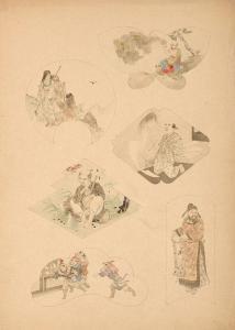 KATSUSHIKA Isai 1821-1880,A COLLECTION OF 22 SHEETS WITH MINIATURE DRAWINGS,Arcimboldo CZ 2014-05-27