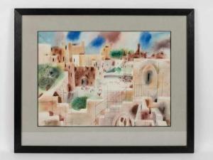 KATZ Shmuel 1926-2010,Blick über die Altstadt von Jerusalem,Mette DE 2020-12-02